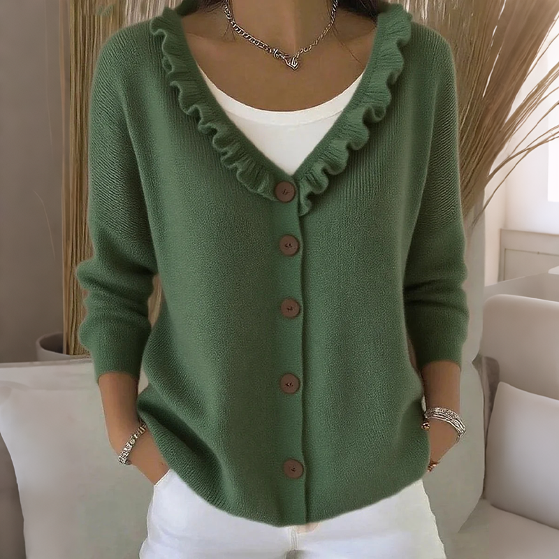 Cardigan Damen mit Rüschensaum und Knopfleiste - J&B - 7 - Jasminaboutique.com