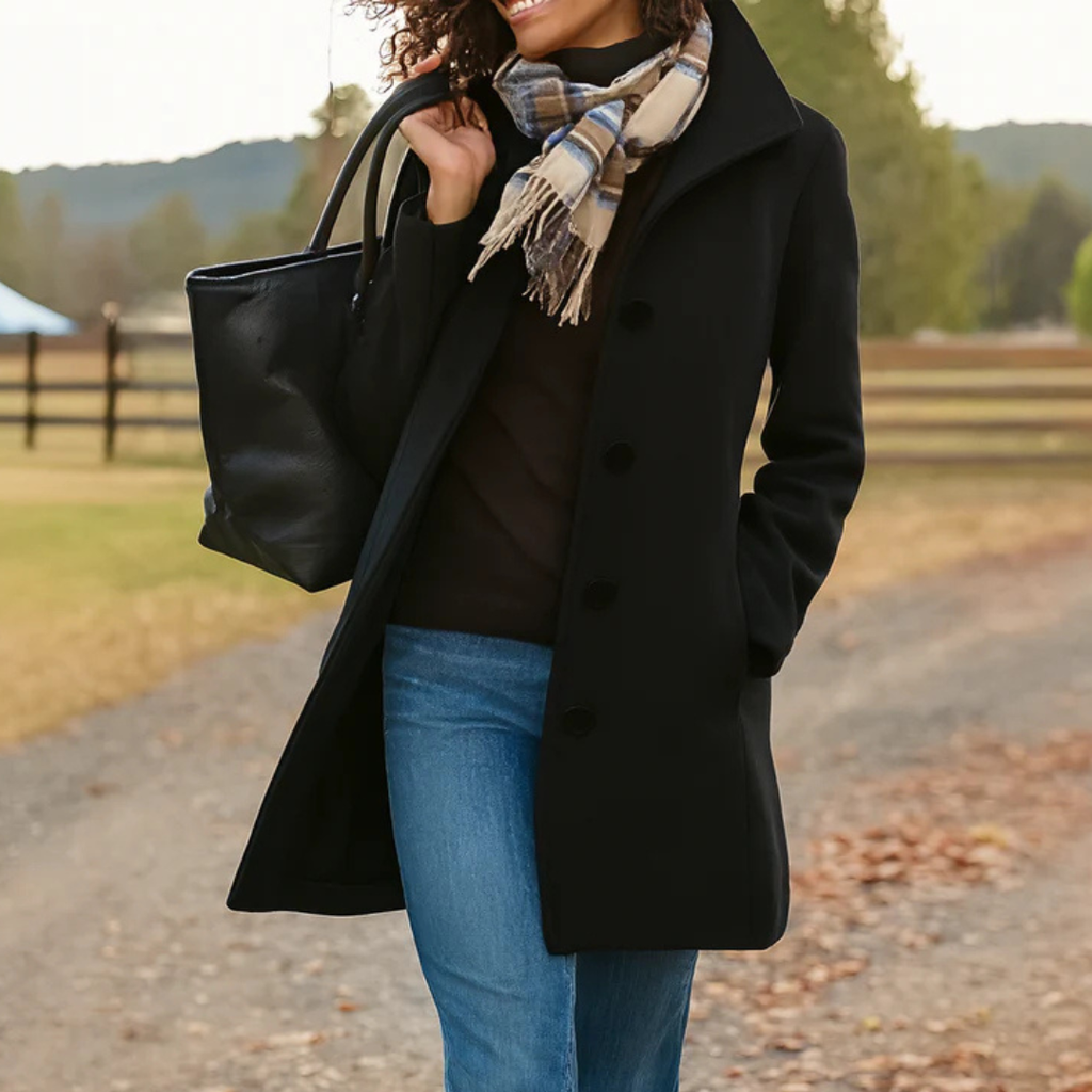 Mantel Damen mit klassischem Schnitt und Knopfverschluss - J&B - 3 - Jasminaboutique.com
