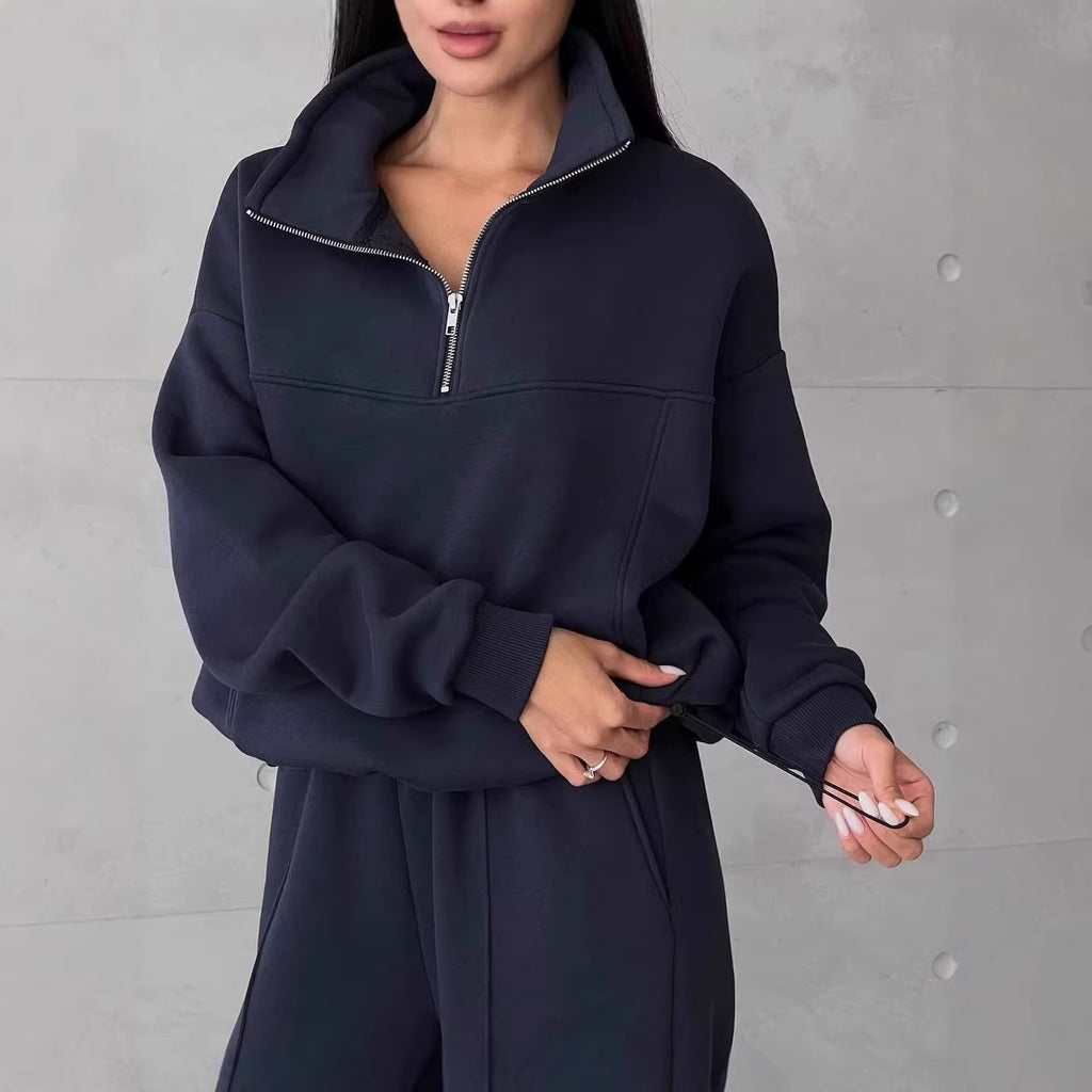 Lounge Set Damen mit hohem Kragen und lässiger Passform - J&B - 1 - Jasminaboutique.com
