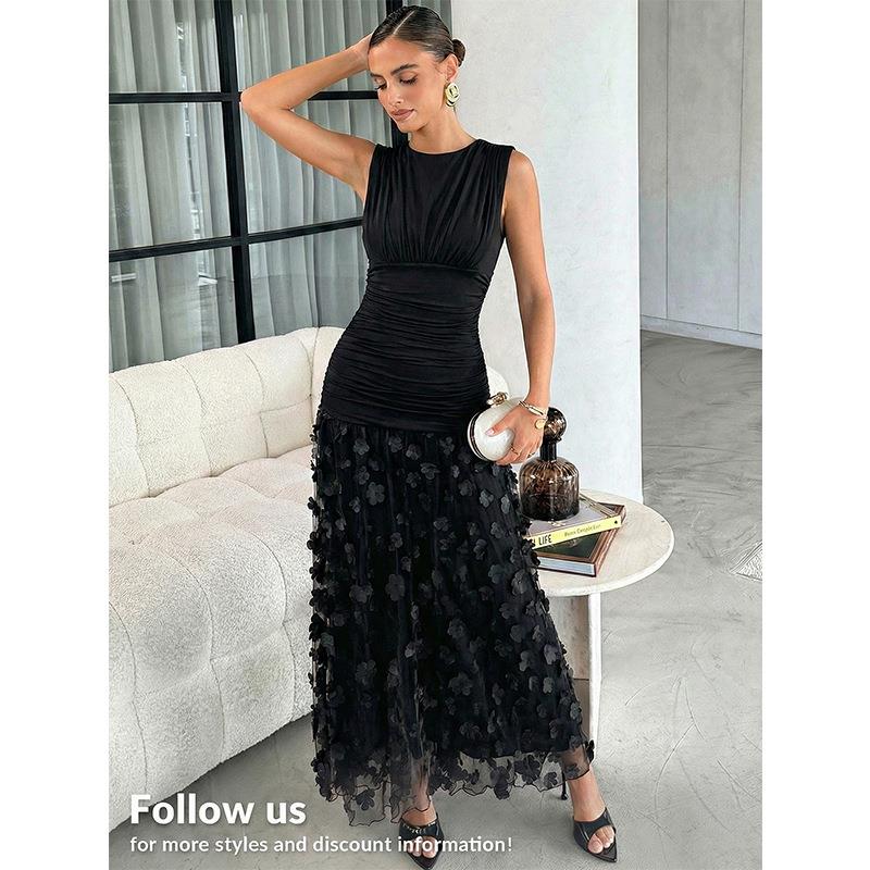 Elegantes Damen Kleid mit gerafftem Oberteil und fließendem Rock - J&B - 4 - Jasminaboutique.com