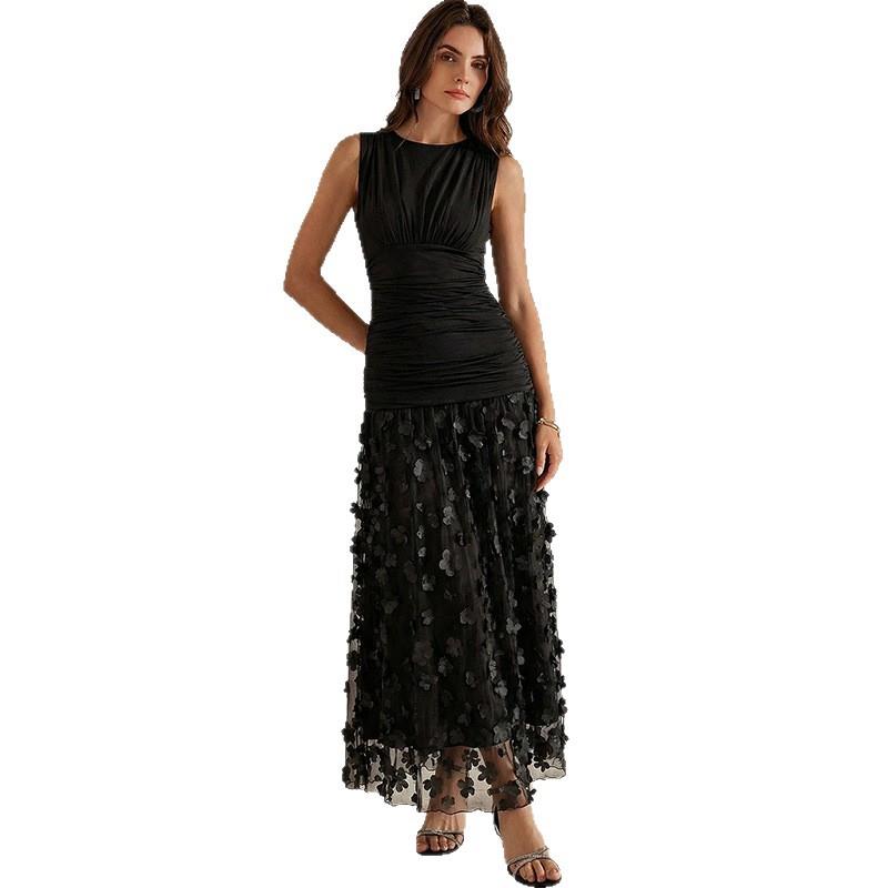 Elegantes Damen Kleid mit gerafftem Oberteil und fließendem Rock - J&B - 5 - Jasminaboutique.com
