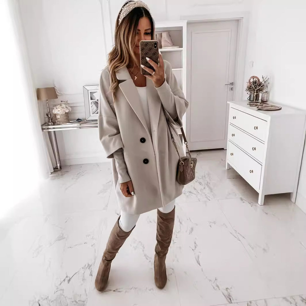 Damen Mantel mit Reverskragen und Knopfleiste - J&B - 2 - Jasminaboutique.com