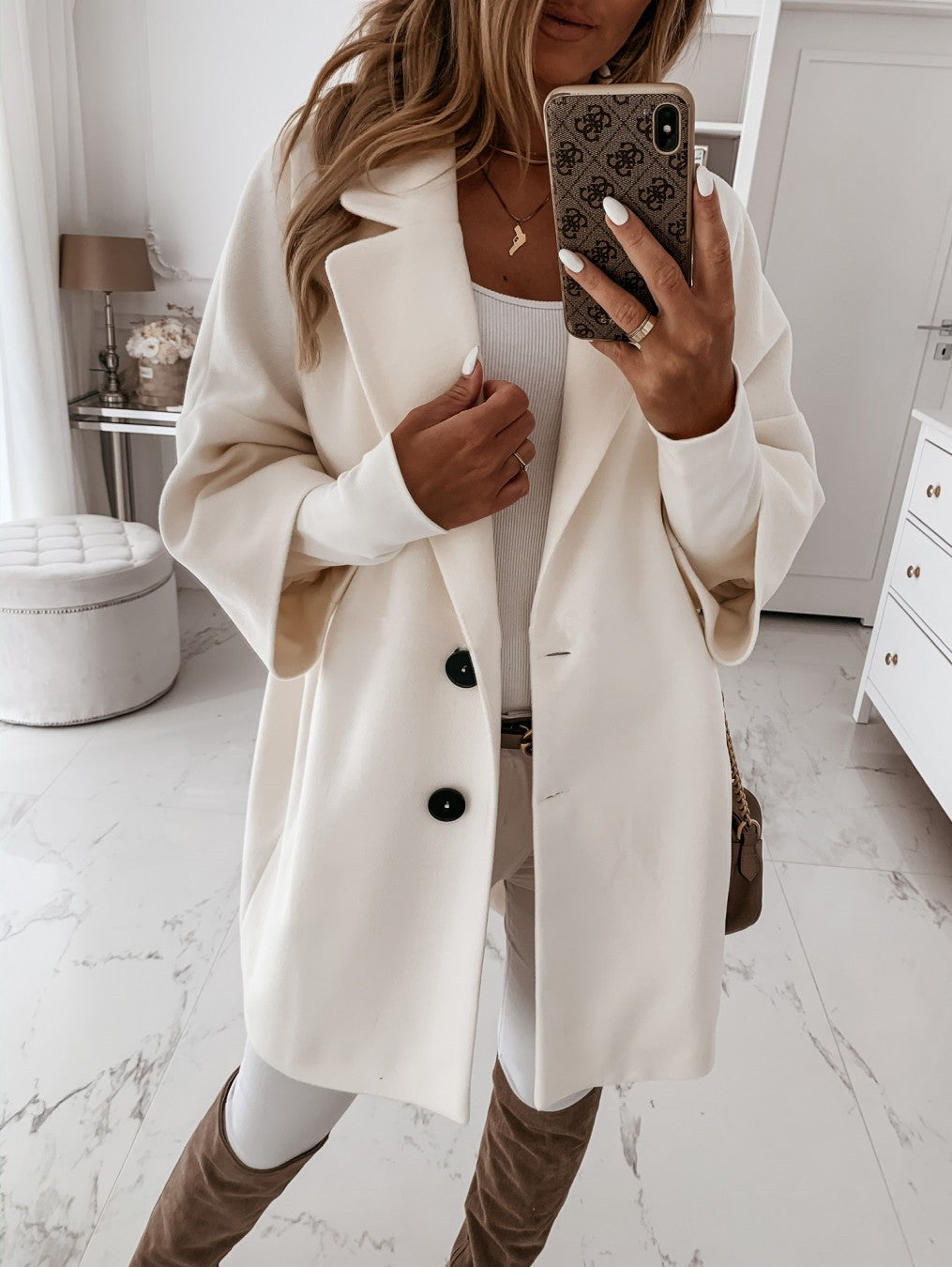 Damen Mantel mit Reverskragen und Knopfleiste - J&B - 7 - Jasminaboutique.com