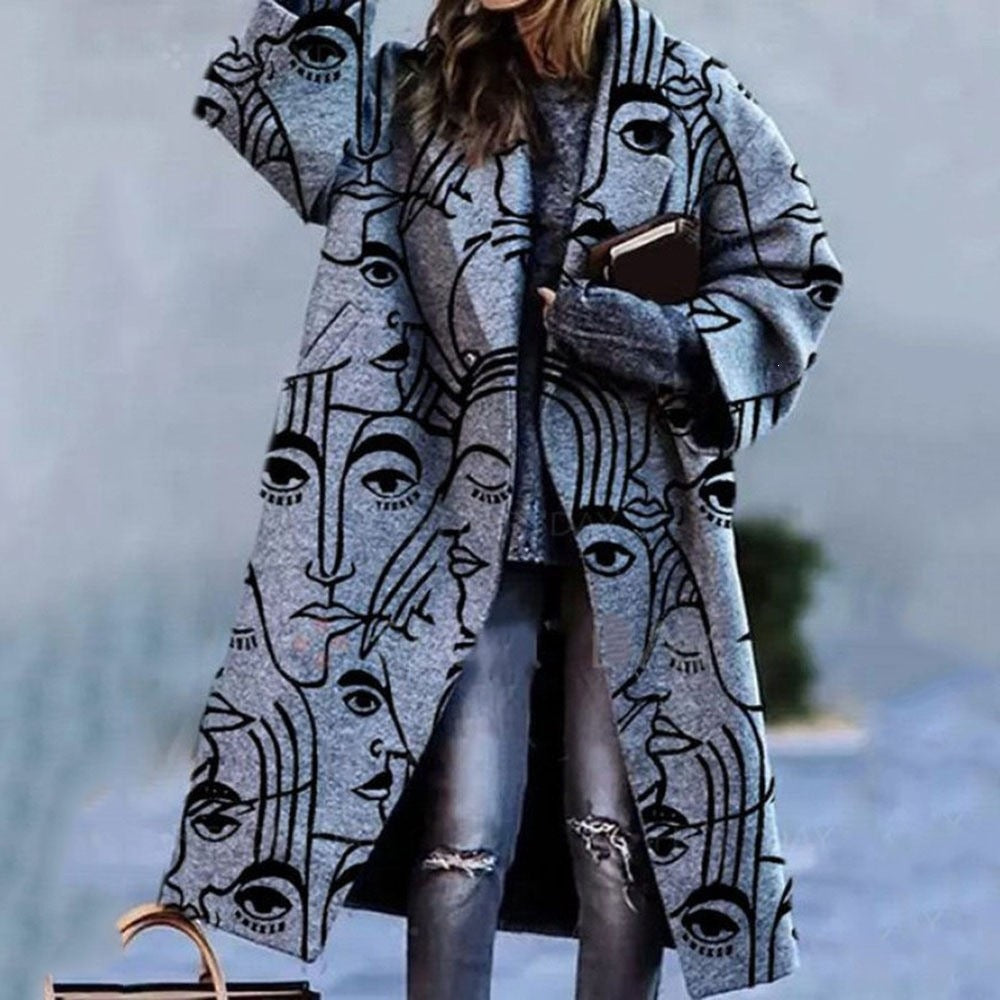 Damen Mantel mit Kunstmotiv und lässigem Schnitt - J&B - 2 - Jasminaboutique.com