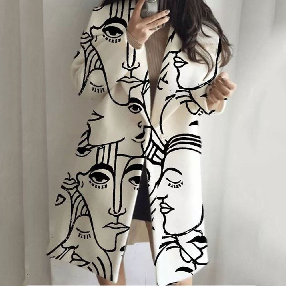 Damen Mantel mit Kunstmotiv und lässigem Schnitt - J&B - 7 - Jasminaboutique.com