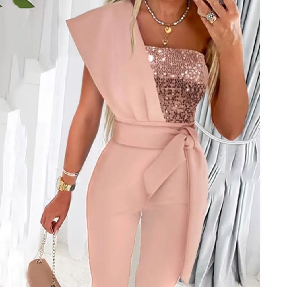 Jumpsuit Damen mit taillierter Silhouette und asymmetrischem Design - J&B - 2 - Jasminaboutique.com