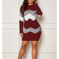 Kleid Damen mit langen Ärmeln und Zickzackmuster - J&B - 5 - Jasminaboutique.com