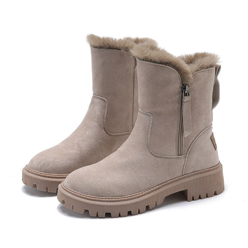 Damen Boots mit flauschigem Innenfutter und Reißverschluss - J&B - 3 - Jasminaboutique.com