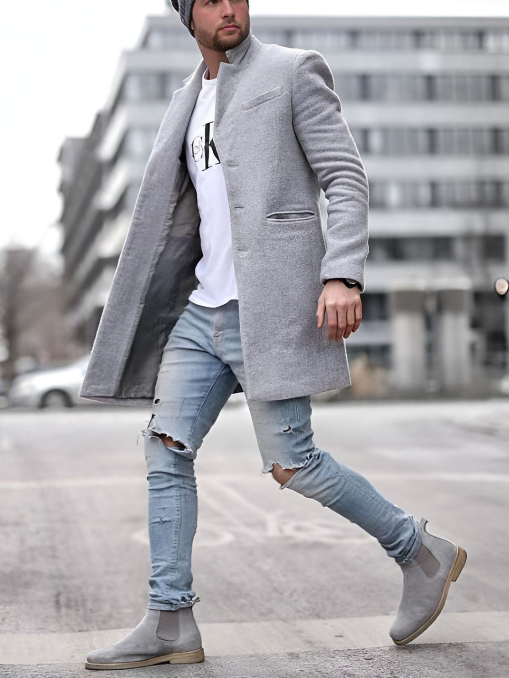 Herren Mantel mit modernem Schnitt und eleganter Silhouette - J&B - 6 - Jasminaboutique.com