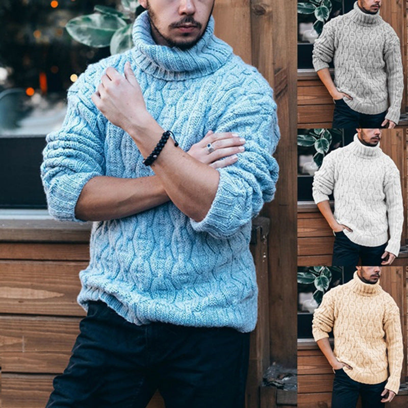 Pullover Herren mit hohem Kragen und Strukturmuster - J&B - 3 - Jasminaboutique.com