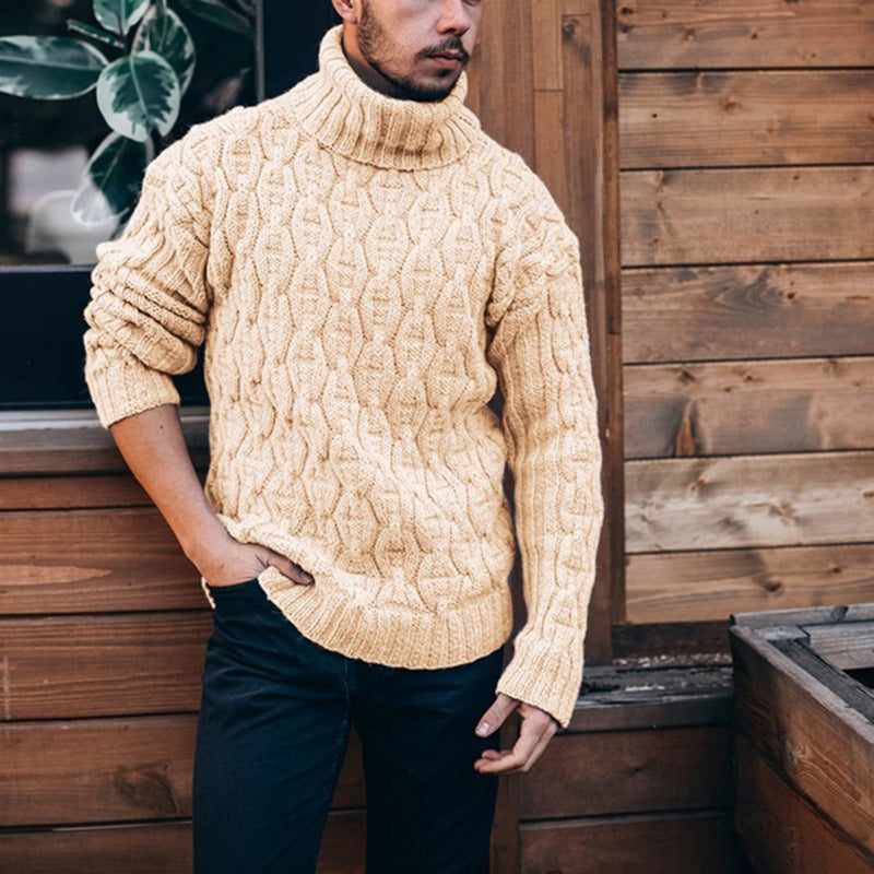 Pullover Herren mit hohem Kragen und Strukturmuster - J&B - 6 - Jasminaboutique.com