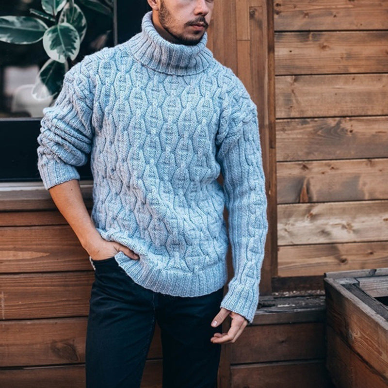 Pullover Herren mit hohem Kragen und Strukturmuster - J&B - 8 - Jasminaboutique.com
