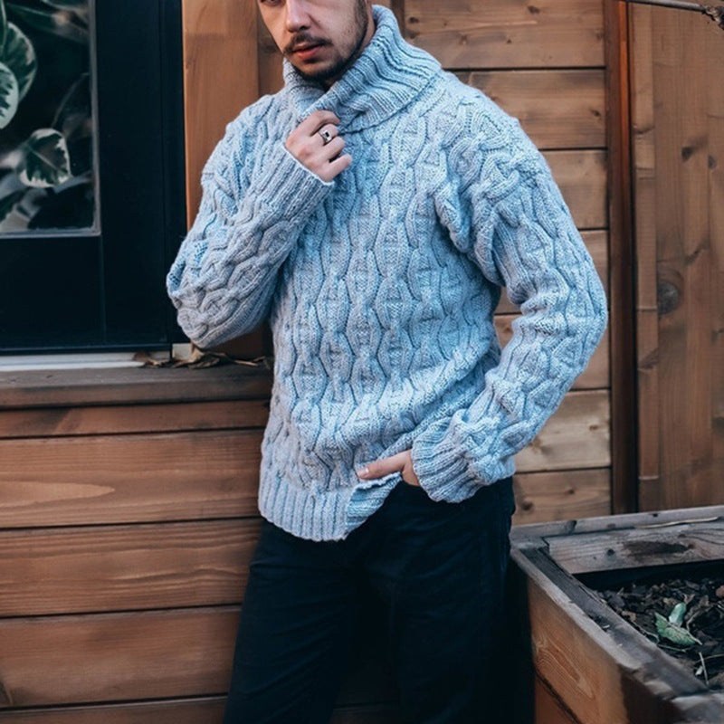 Pullover Herren mit hohem Kragen und Strukturmuster - J&B - 9 - Jasminaboutique.com