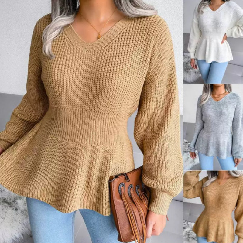 Pullover Damen mit tailliertem Schnitt und V-Ausschnitt - J&B - 6 - Jasminaboutique.com