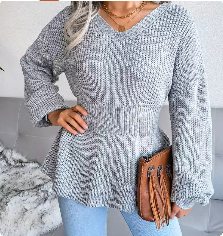 Pullover Damen mit tailliertem Schnitt und V-Ausschnitt - J&B - 7 - Jasminaboutique.com