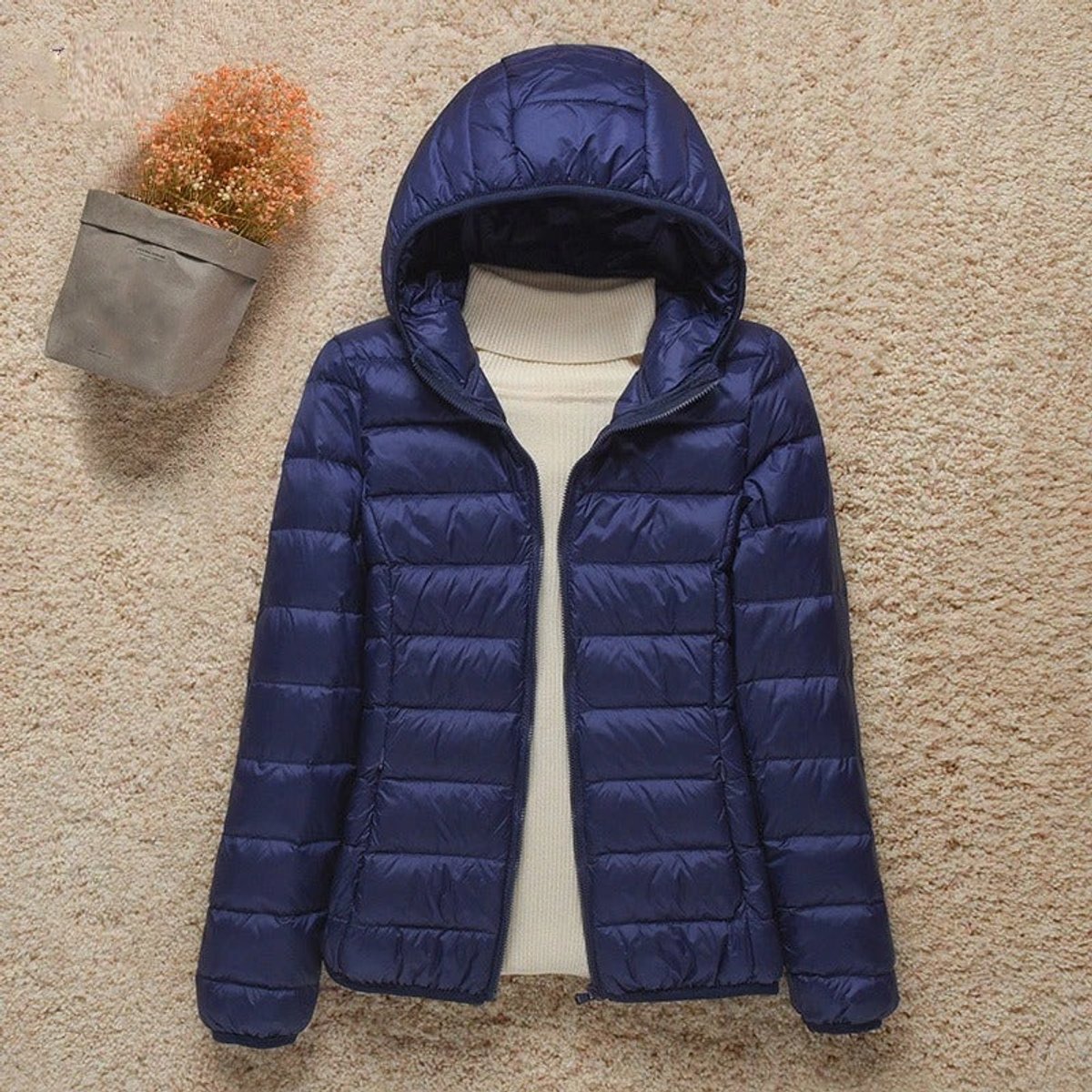 Damen Jacke mit Kapuze und Steppdesign - J&B - 2 - Jasminaboutique.com