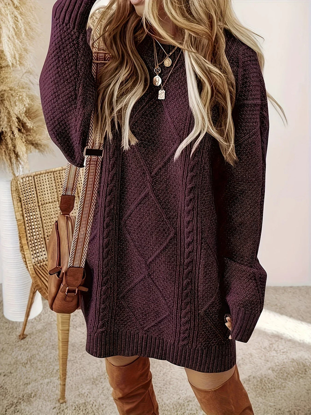 Pullover Damen mit Oversized Schnitt und strukturiertem Muster - J&B - 2 - Jasminaboutique.com