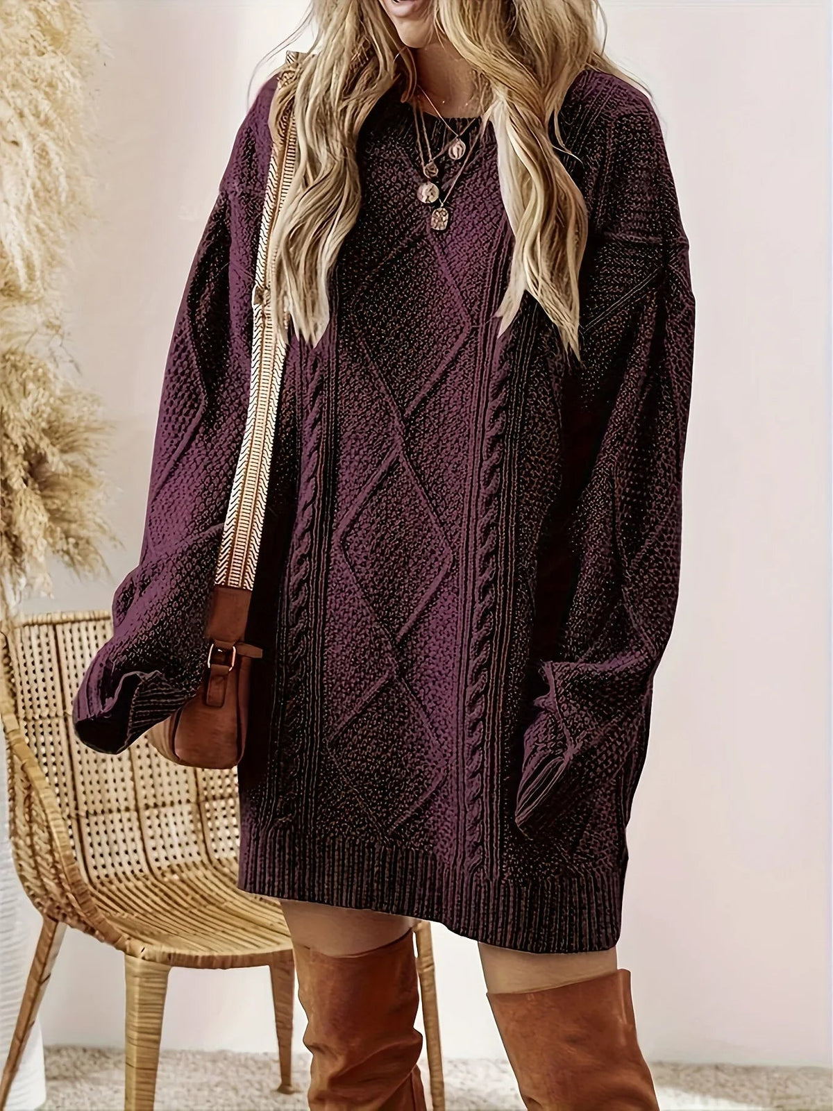 Pullover Damen mit Oversized Schnitt und strukturiertem Muster - J&B - 9 - Jasminaboutique.com
