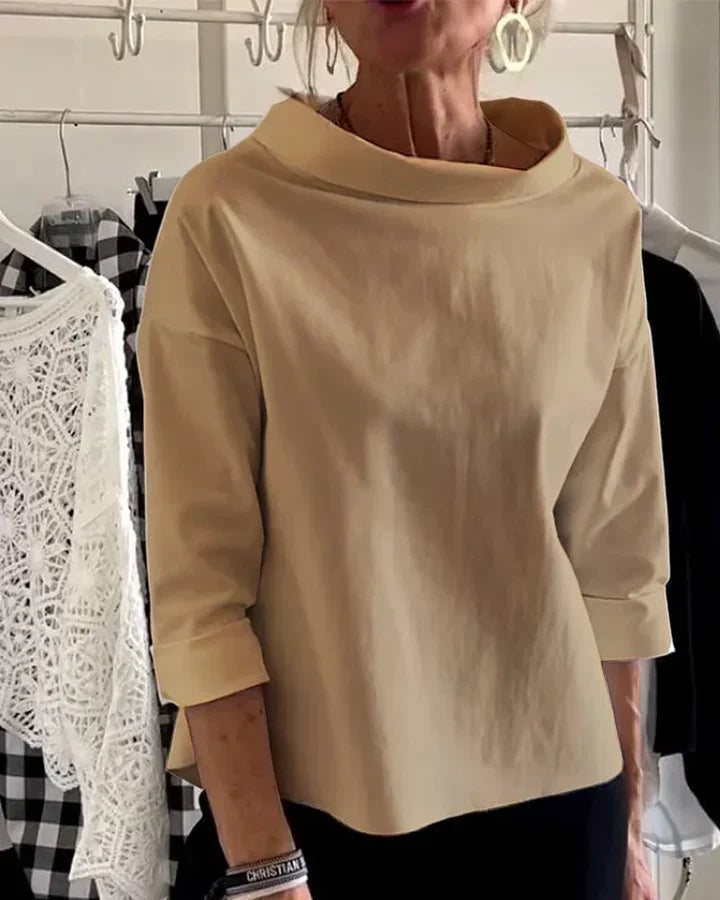 Bluse Damen mit weitem Kragen und 3/4-Ärmeln - J&B - 5 - Jasminaboutique.com