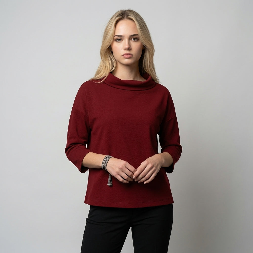 Bluse Damen mit weitem Kragen und 3/4-Ärmeln - J&B - 7 - Jasminaboutique.com