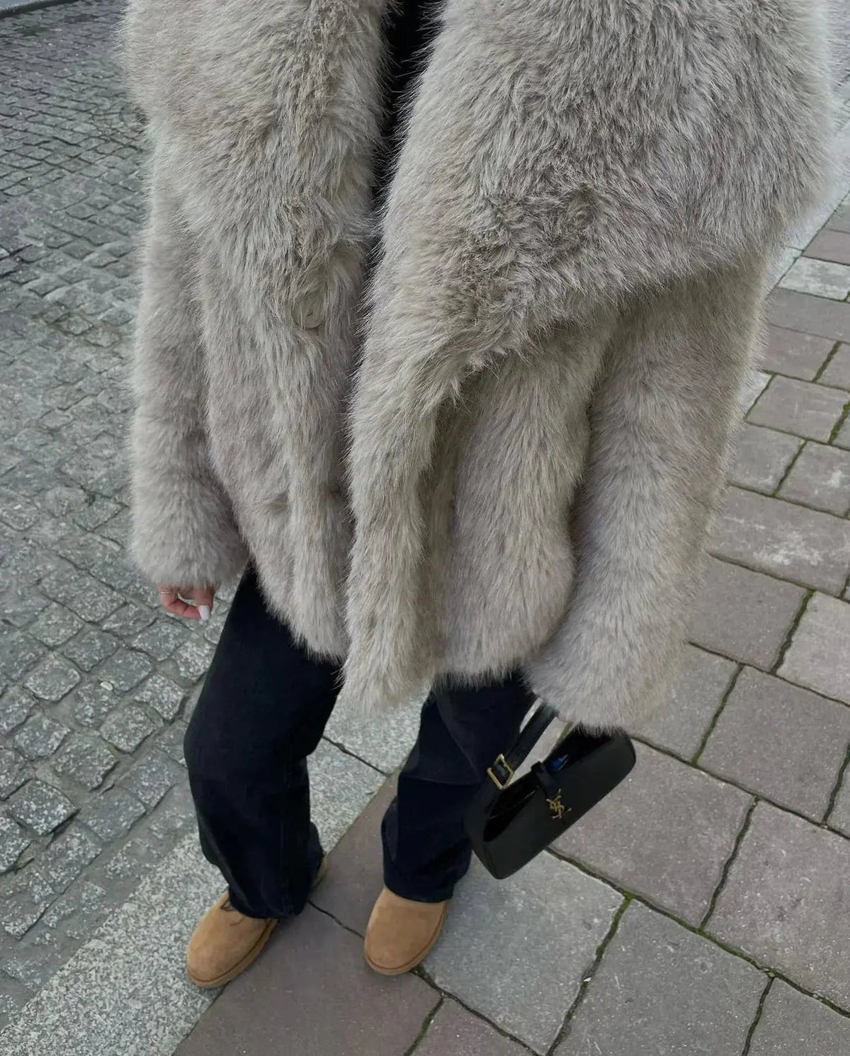 Faux Fur Jacke Damen mit weitem Kragen - J&B - 6 - Jasminaboutique.com