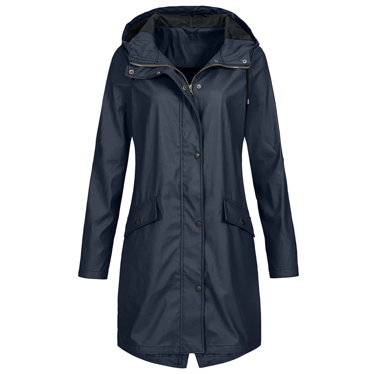 Damen Regenmantel mit Kapuze und Druckknopfverschluss - J&B - 1 - Jasminaboutique.com