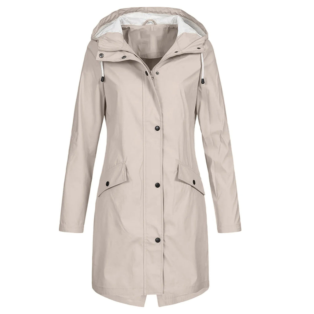 Damen Regenmantel mit Kapuze und Druckknopfverschluss - J&B - 6 - Jasminaboutique.com