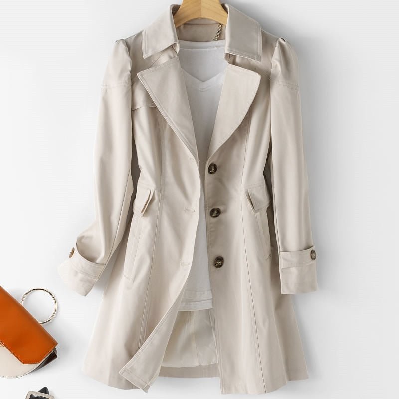 Trenchcoat Damen mit Reverskragen und Knopfverschluss - J&B - 1 - Jasminaboutique.com