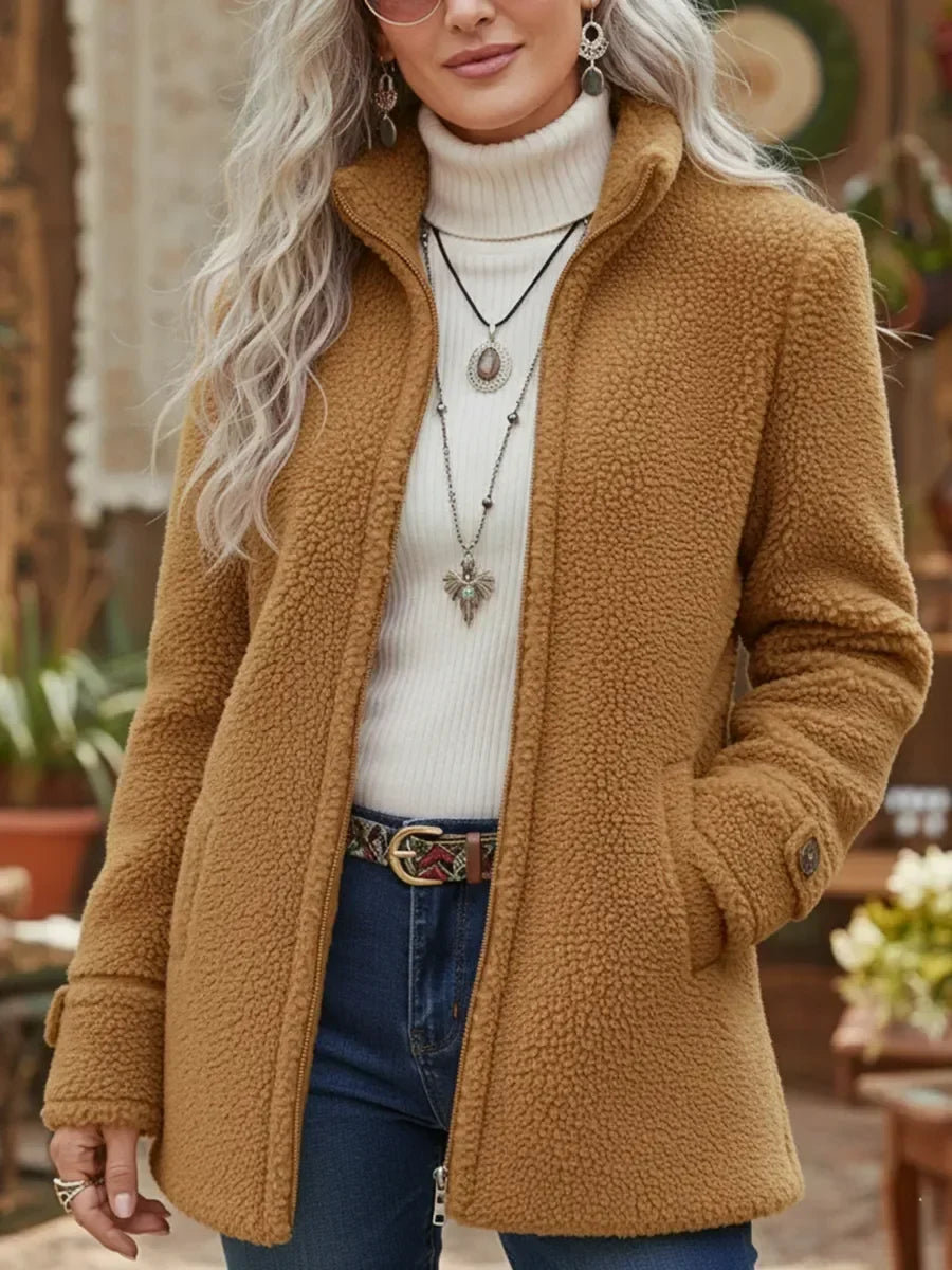 Jacke Damen mit Stehkragen und durchgehendem Reißverschluss - J&B - 3 - Jasminaboutique.com