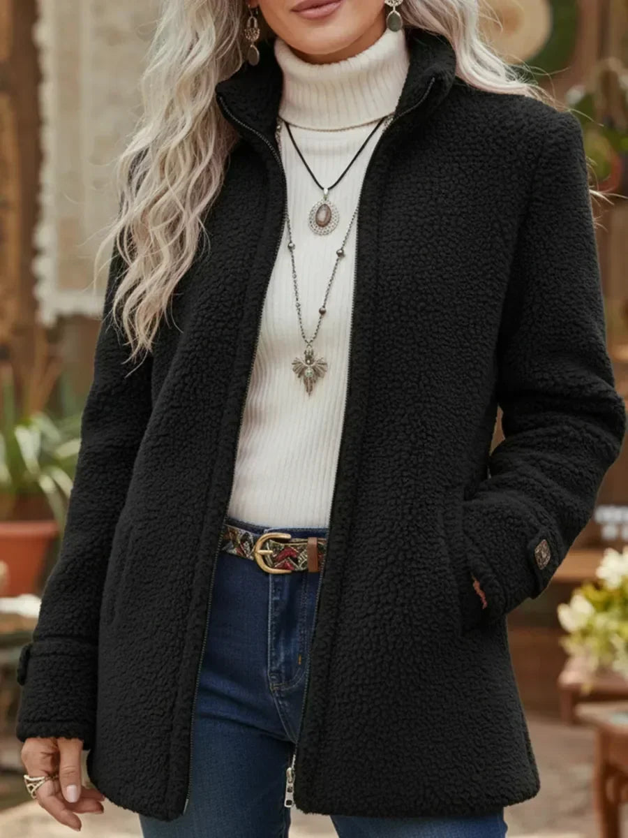 Jacke Damen mit Stehkragen und durchgehendem Reißverschluss - J&B - 4 - Jasminaboutique.com