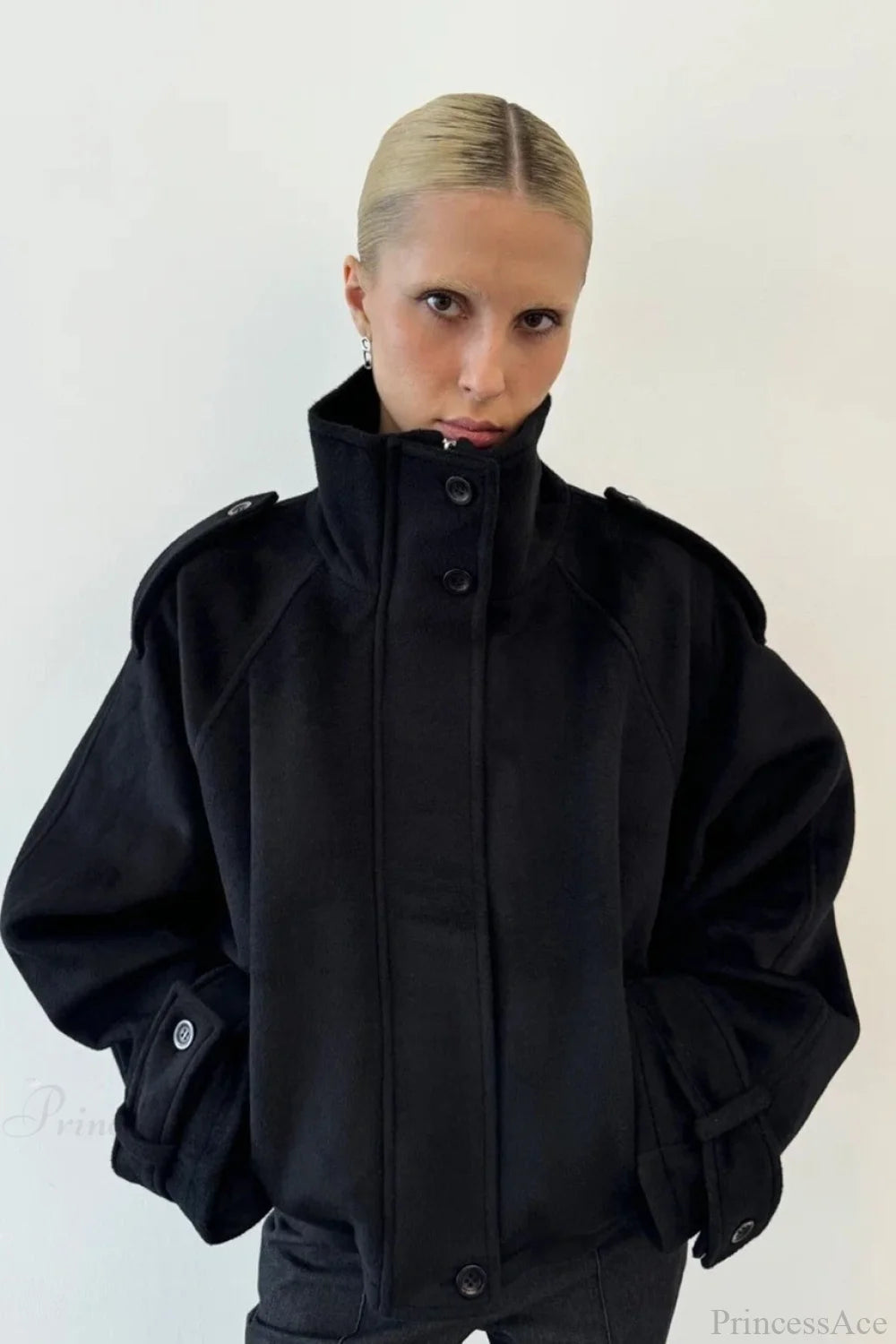Damen Mantel mit Stehkragen und Knopfverschluss - J&B - 8 - Jasminaboutique.com