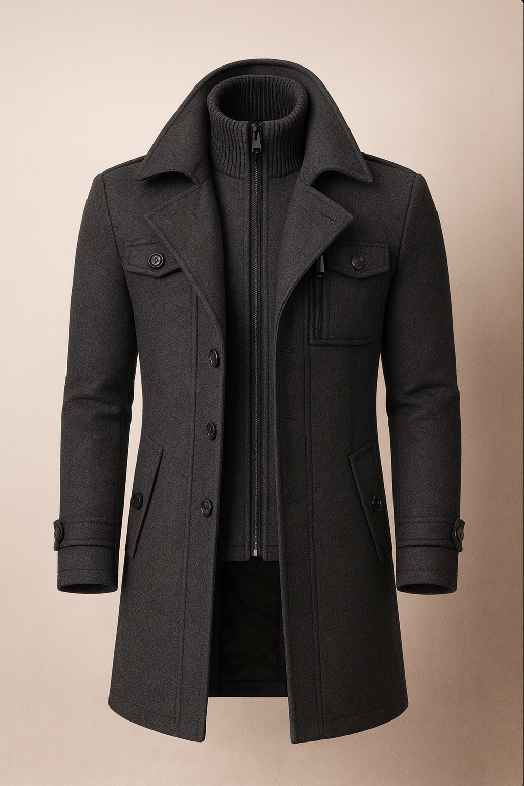 Herren Wintermantel mit strukturiertem Schnitt und Schulterepauletten - J&B - 3 - Jasminaboutique.com