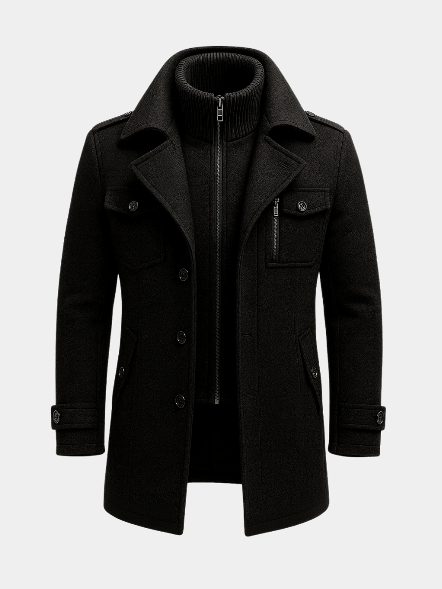 Herren Wintermantel mit strukturiertem Schnitt und Schulterepauletten - J&B - 4 - Jasminaboutique.com
