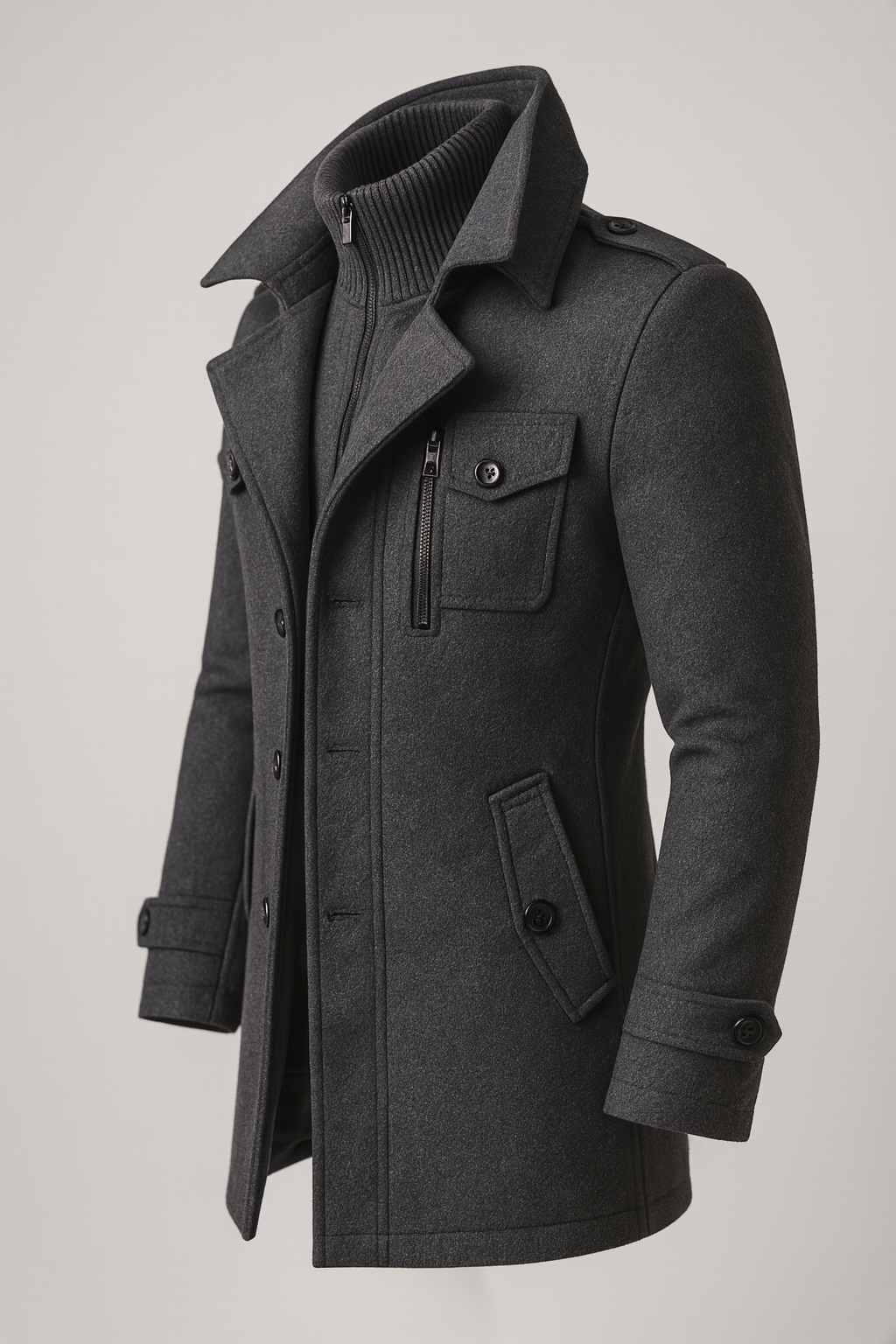 Herren Wintermantel mit strukturiertem Schnitt und Schulterepauletten - J&B - 5 - Jasminaboutique.com