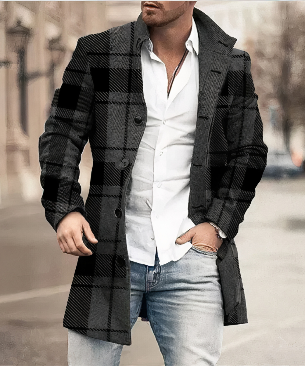 Herren Mantel mit Stehkragen und klassischem Schnitt - J&B - 3 - Jasminaboutique.com