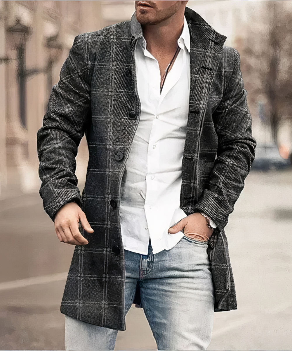 Herren Mantel mit Stehkragen und klassischem Schnitt - J&B - 4 - Jasminaboutique.com