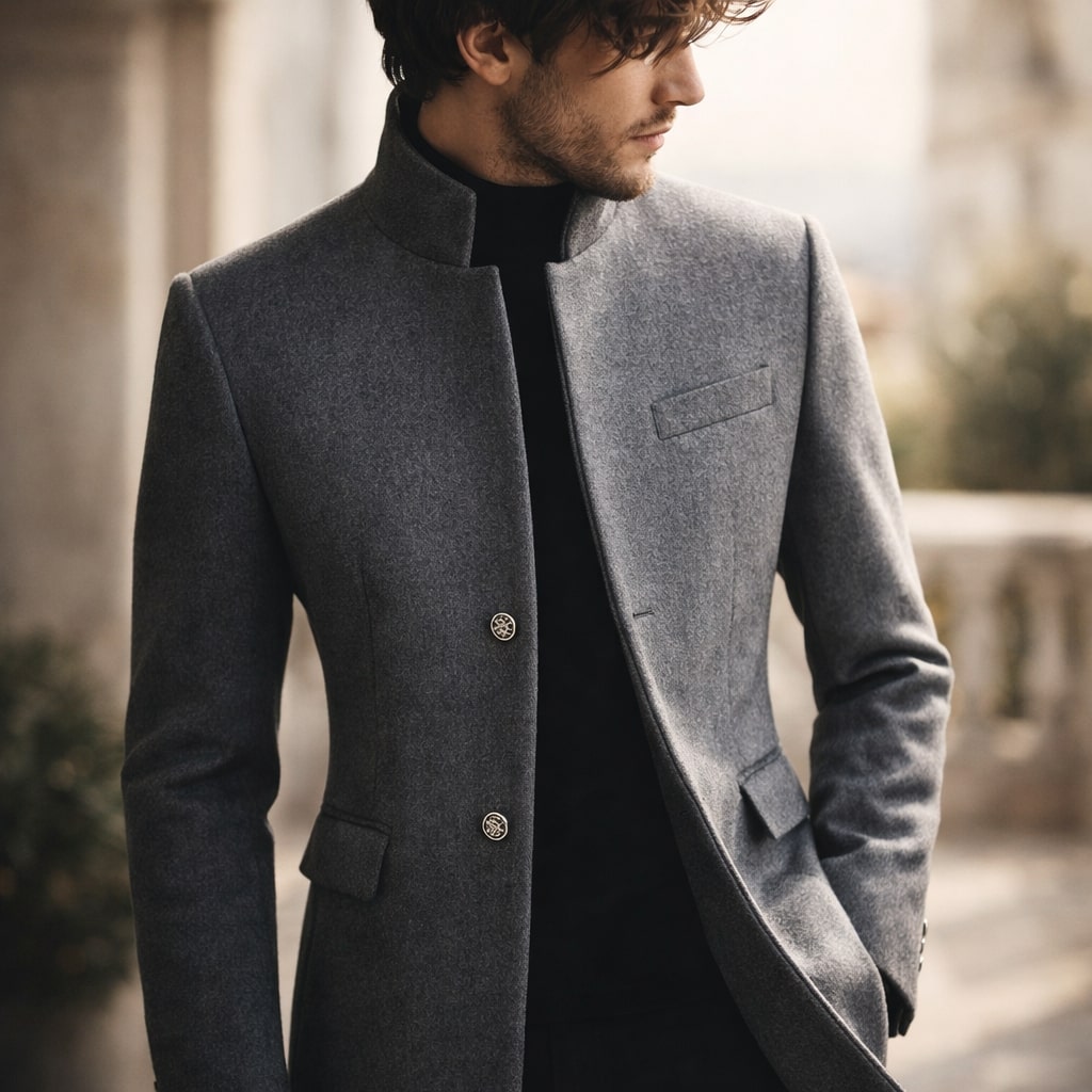 Herren Wintermantel Eleganter Schnitt mit Stehkragen - J&B - 10 - Jasminaboutique.com