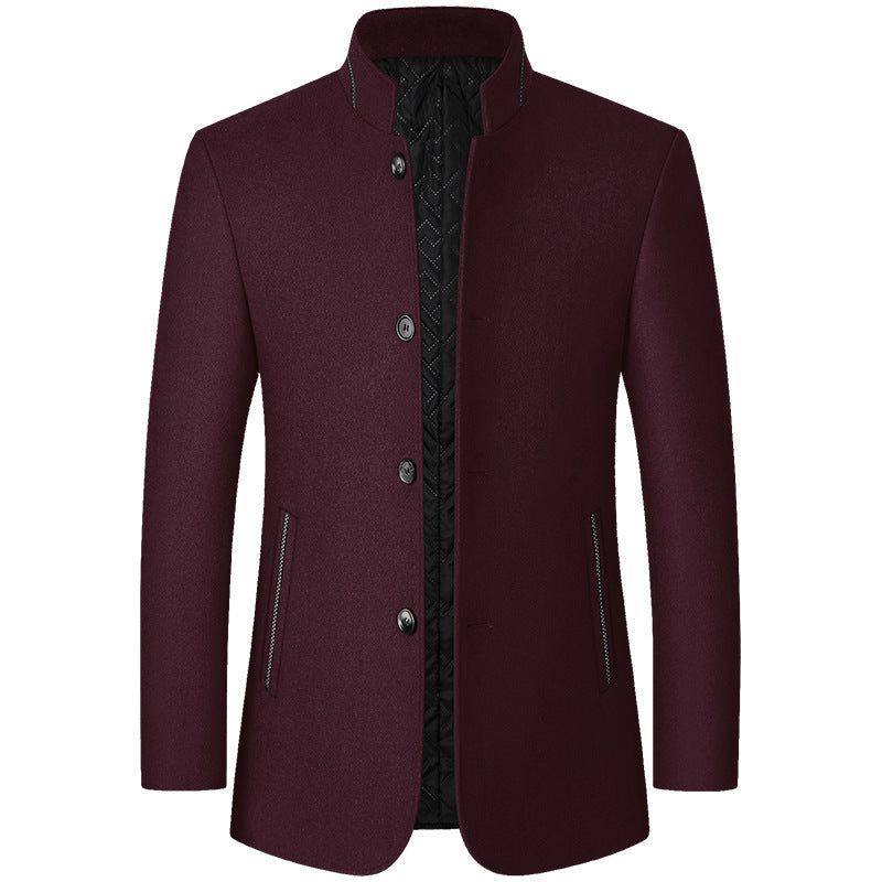 Herren Mantel mit Stehkragen und Ein-Knopf-Verschluss - J&B - 2 - Jasminaboutique.com