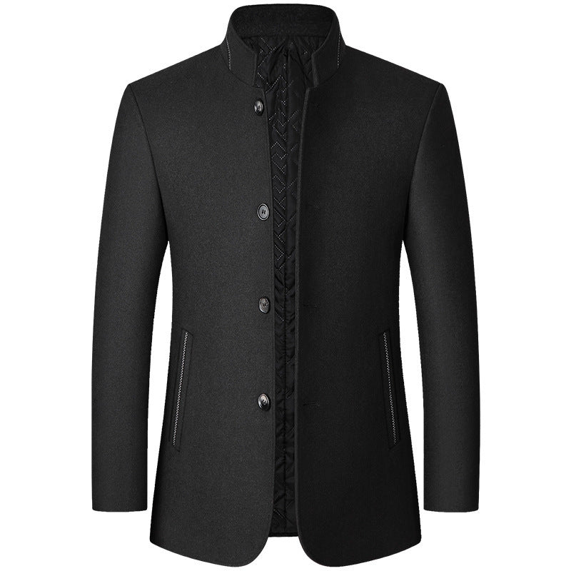 Herren Mantel mit Stehkragen und Ein-Knopf-Verschluss - J&B - 3 - Jasminaboutique.com