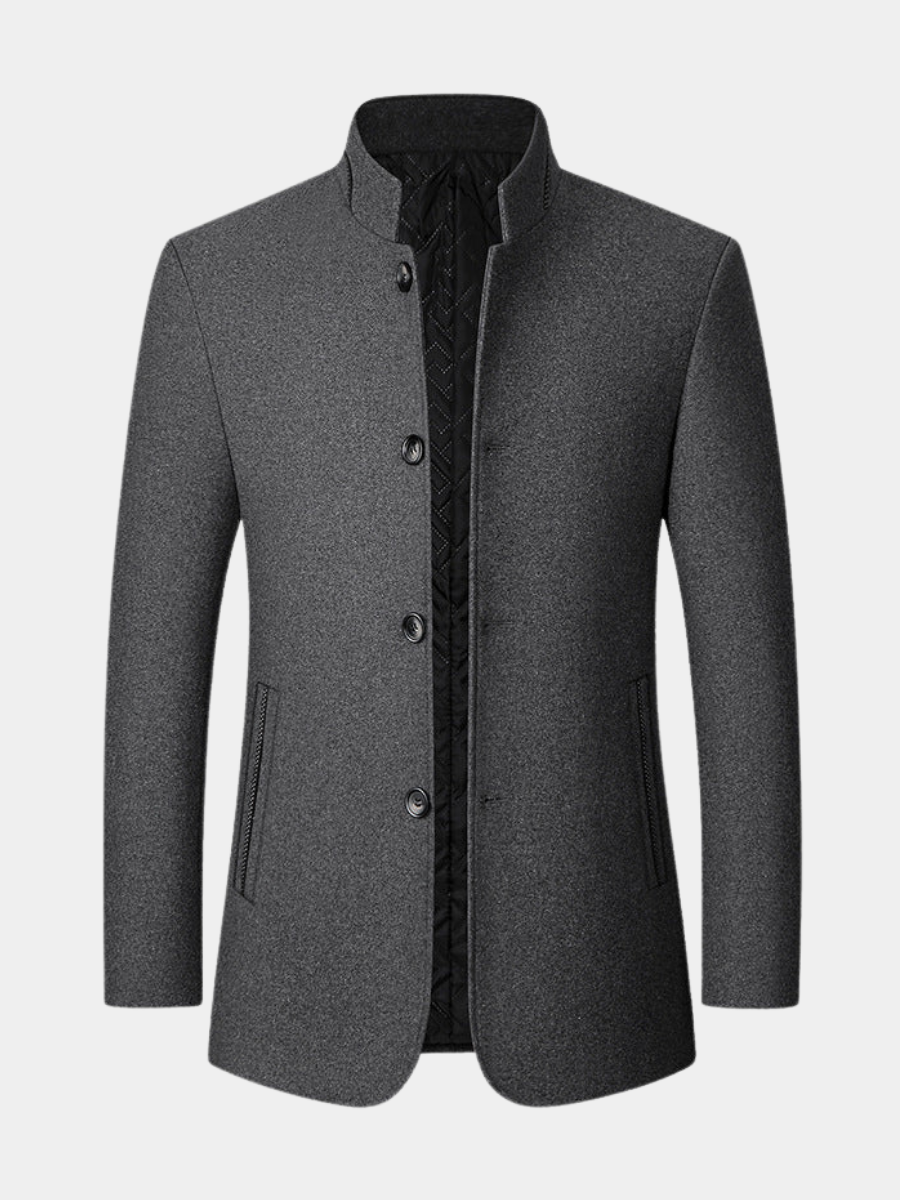 Herren Mantel mit Stehkragen und Ein-Knopf-Verschluss - J&B - 4 - Jasminaboutique.com