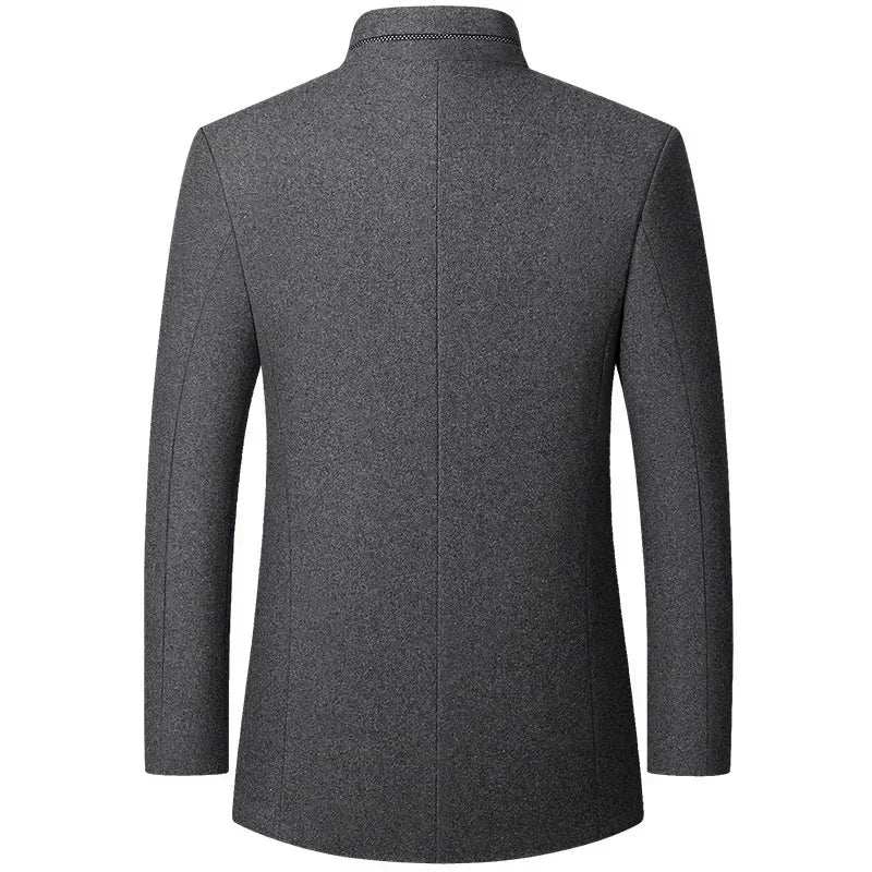 Herren Mantel mit Stehkragen und Ein-Knopf-Verschluss - J&B - 5 - Jasminaboutique.com