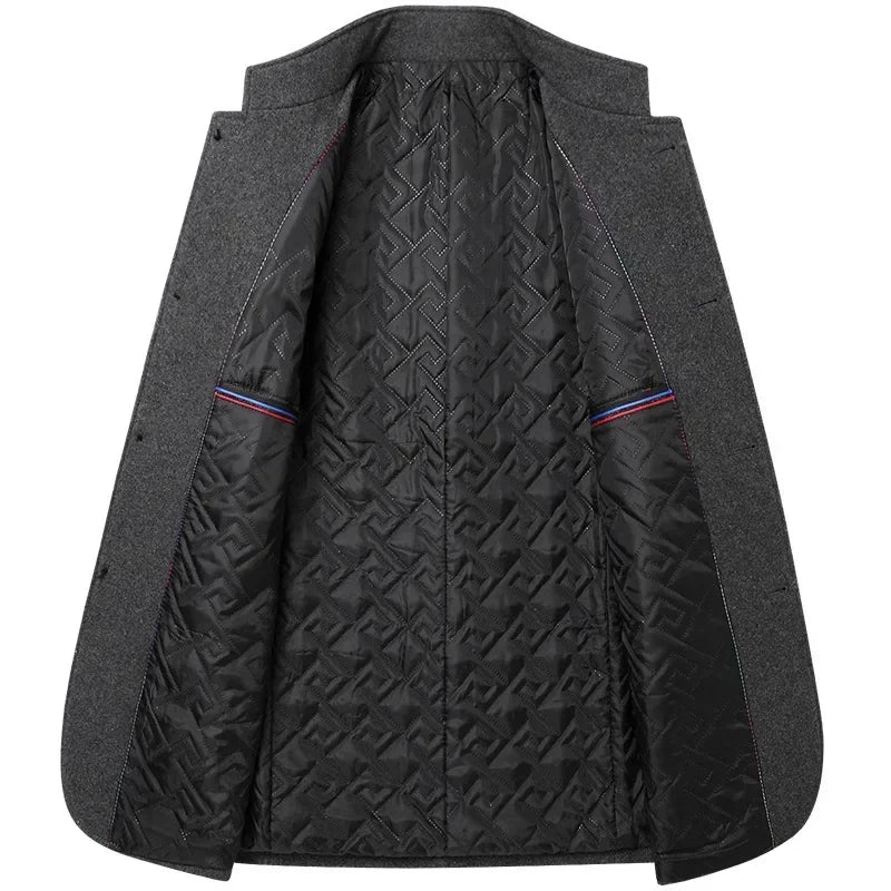 Herren Mantel mit Stehkragen und Ein-Knopf-Verschluss - J&B - 6 - Jasminaboutique.com