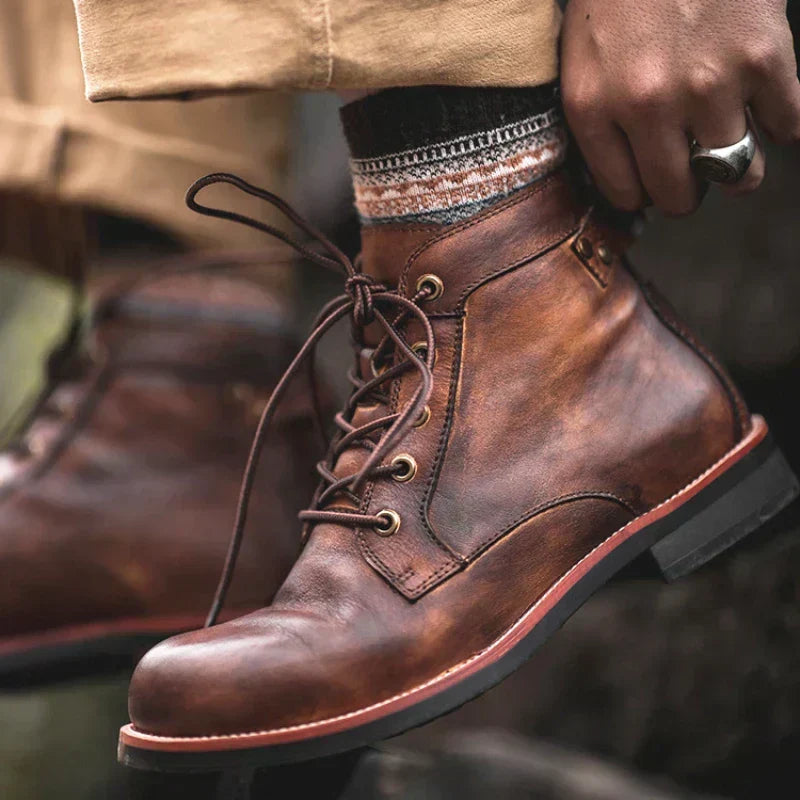 Herren Vintage Stiefel Robuste Schnürung - J&B - 3 - Jasminaboutique.com