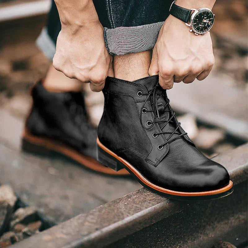 Herren Vintage Stiefel Robuste Schnürung - J&B - 4 - Jasminaboutique.com