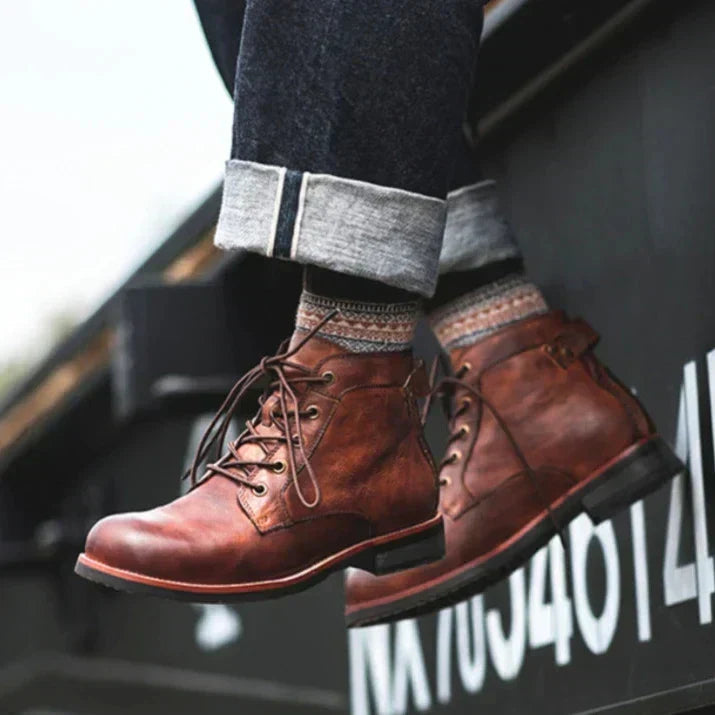 Herren Vintage Stiefel Robuste Schnürung - J&B - 5 - Jasminaboutique.com