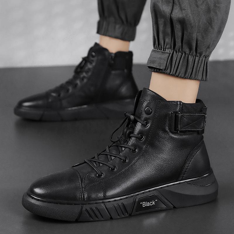 Herren High-Top Sneakers mit Schnürung und markantem Design - J&B - 4 - Jasminaboutique.com