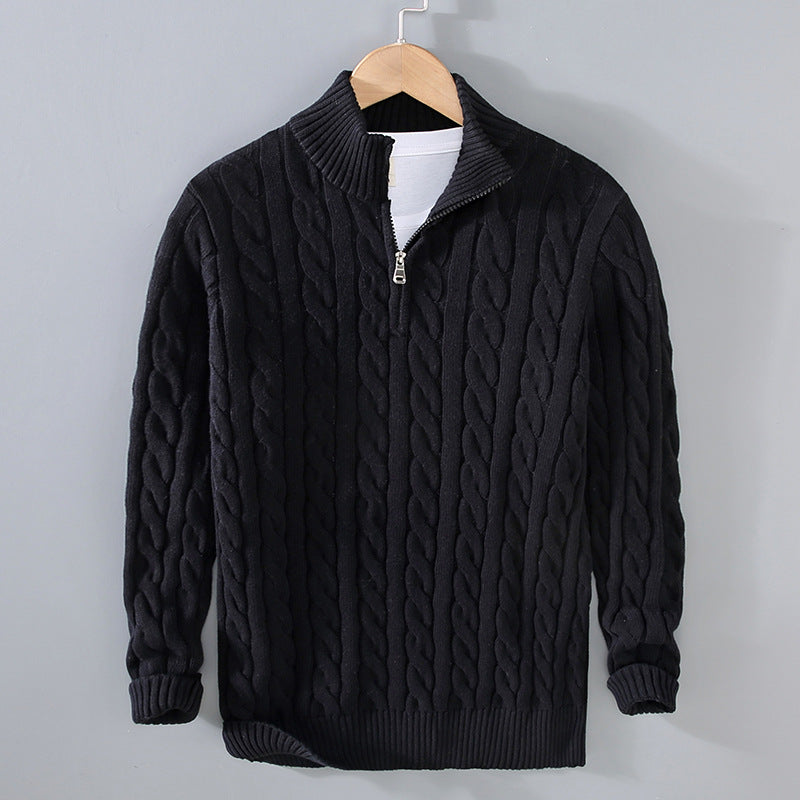 Pullover Herren mit Zipper und Kabelmuster - J&B - 2 - Jasminaboutique.com