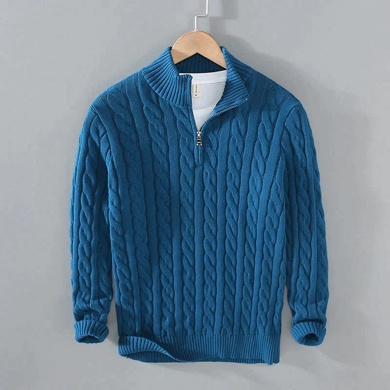 Pullover Herren mit Zipper und Kabelmuster - J&B - 4 - Jasminaboutique.com