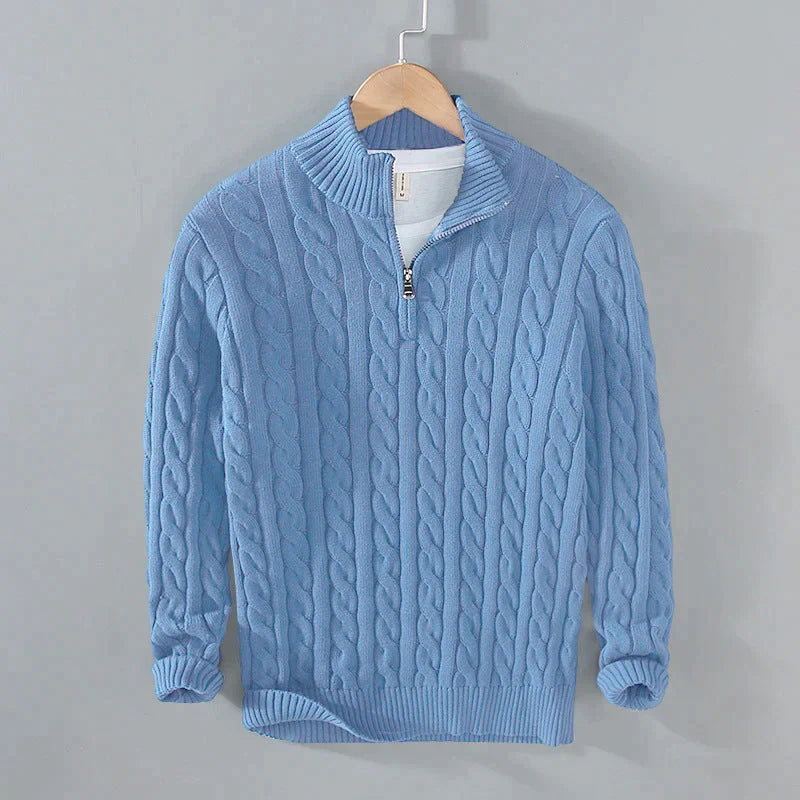 Pullover Herren mit Zipper und Kabelmuster - J&B - 5 - Jasminaboutique.com