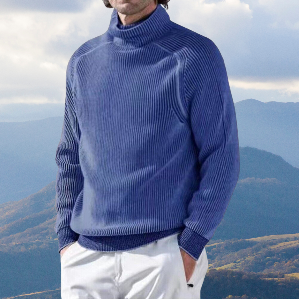 Pullover Herren mit hohem Kragen und strukturiertem Design - J&B - 5 - Jasminaboutique.com